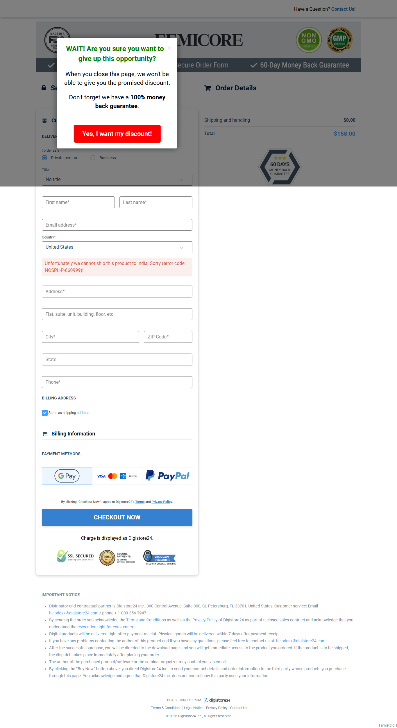 Femicore Buy Order